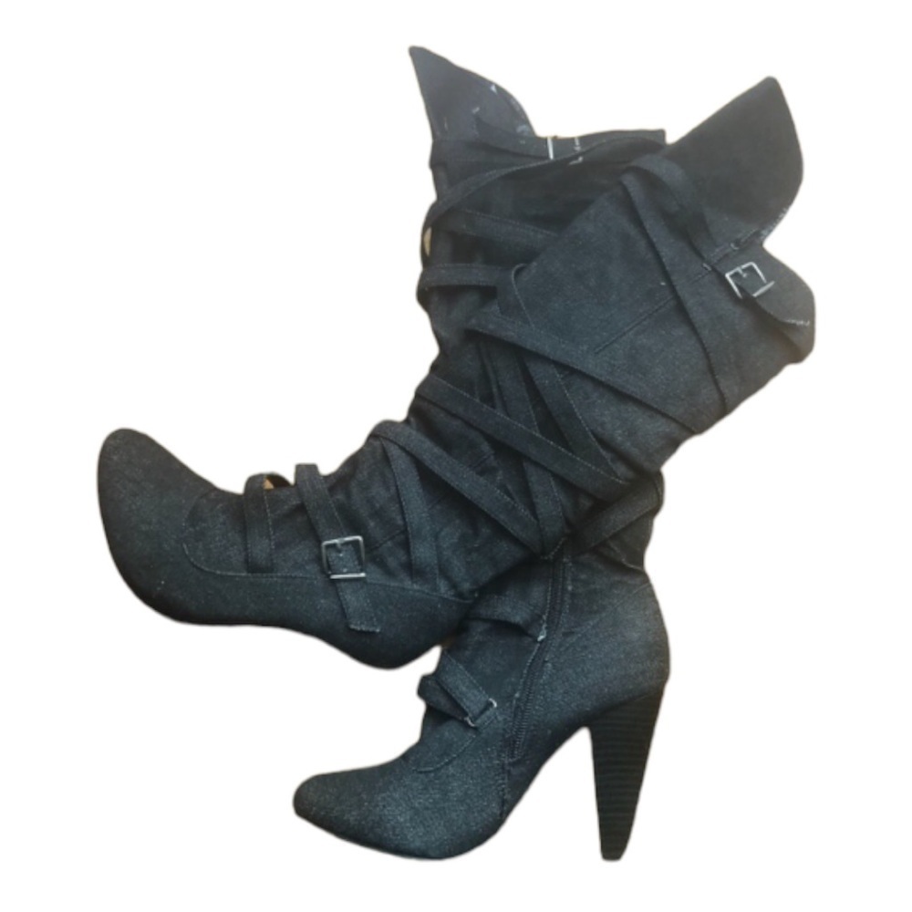 women’s Denim Boot Black color Size6,5
